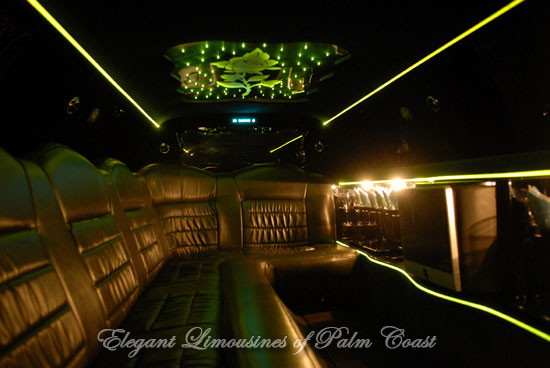 Inside 10 Passenger Limousine Orlando Limo Service